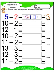Çıkarma işlemi yaprak test